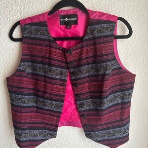 Sage Harbor Pink and Black Patterned Vest